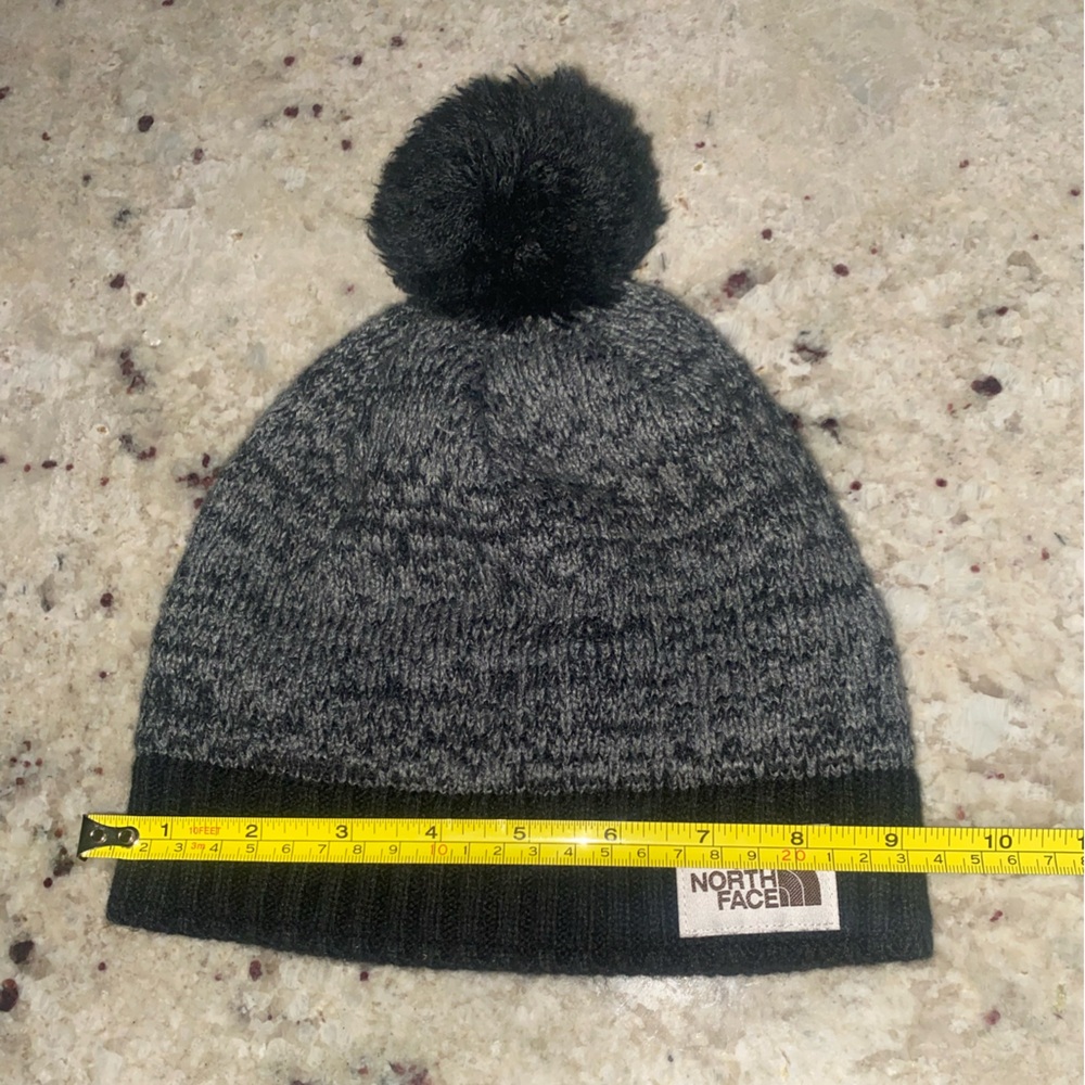 The North Face Unisex Beanie Black Gray White, Pom Pom Beanie